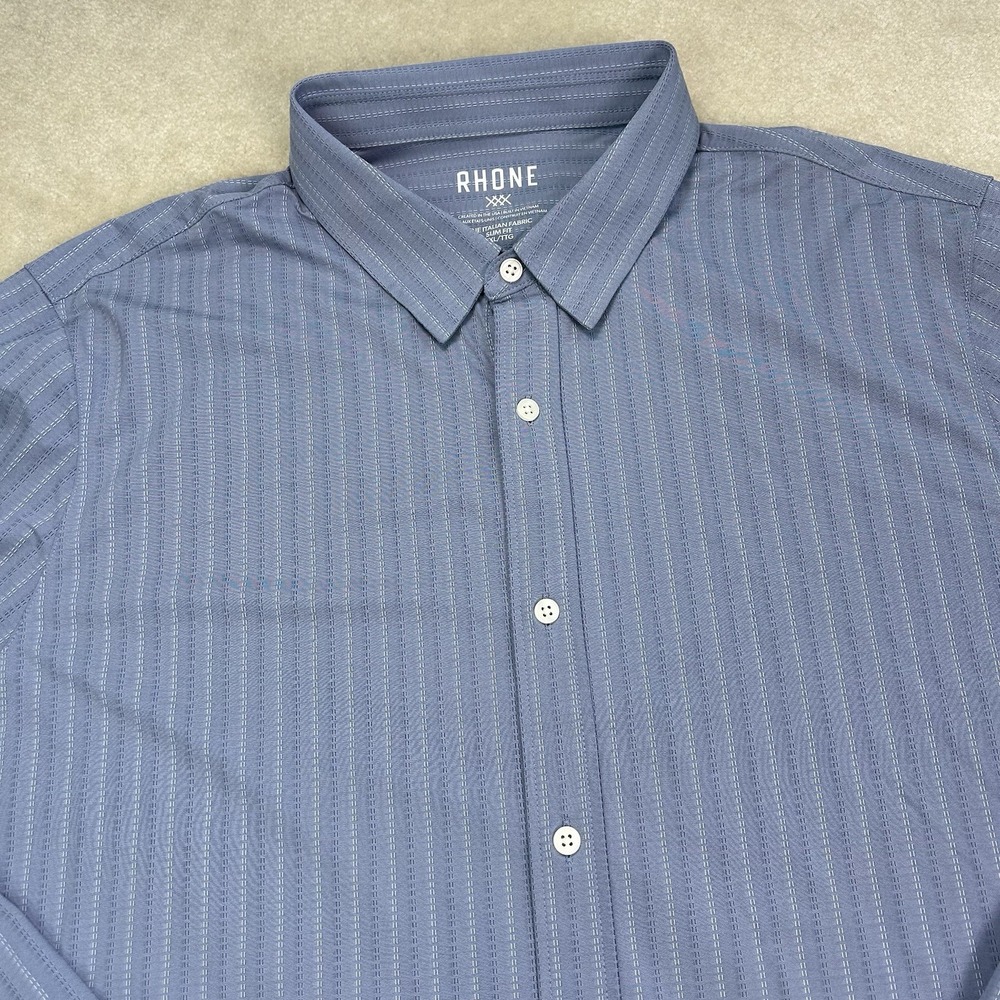 Rhone Commuter Shirt Men XXL Button Up Long Sleeve Stretch Slim Performance Blue